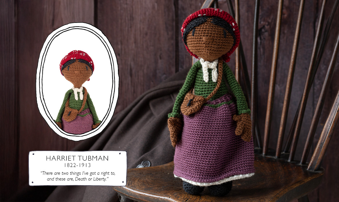 Harriet Tubman international womens day crochet doll